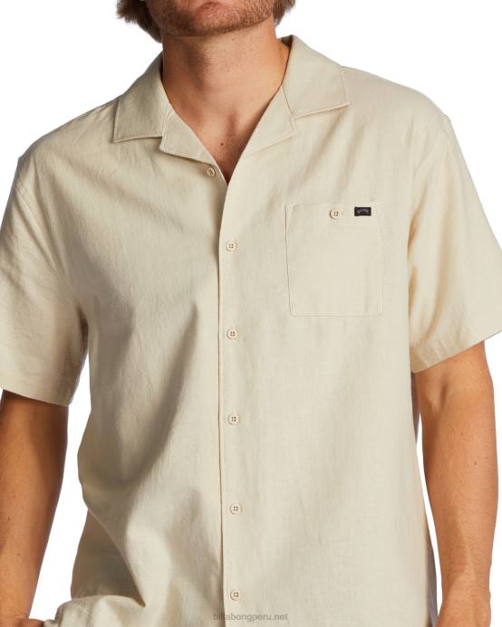 hombres chino Billabong camisa de manga corta de cáñamo vacay 04LD369