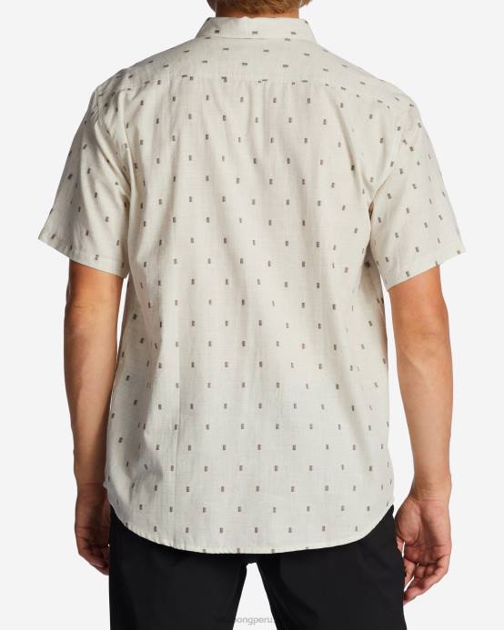 hombres crema Billabong camisa de manga corta de jacquard todo el día 04LD408