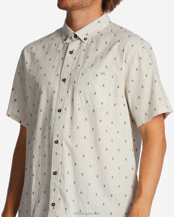 hombres crema Billabong camisa de manga corta de jacquard todo el día 04LD408