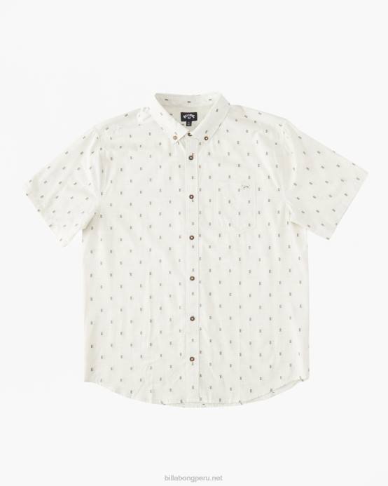 hombres crema Billabong camisa de manga corta de jacquard todo el día 04LD408