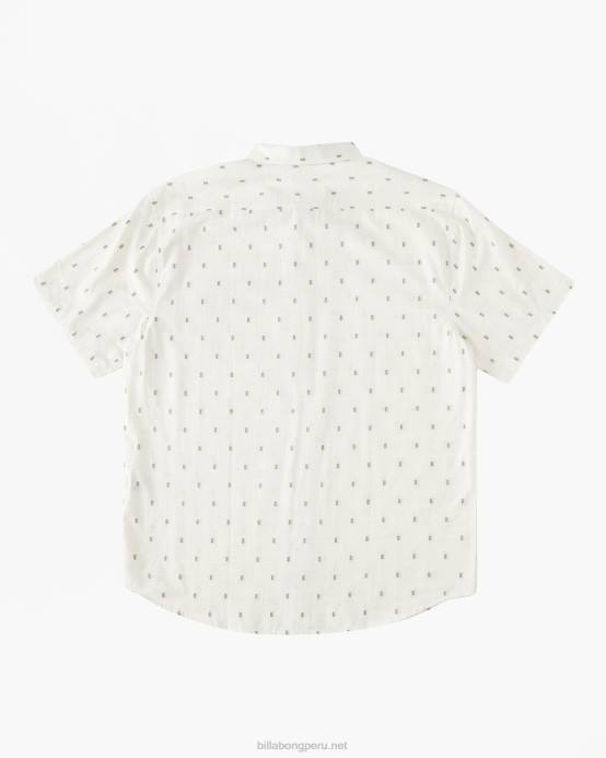 hombres crema Billabong camisa de manga corta de jacquard todo el día 04LD408