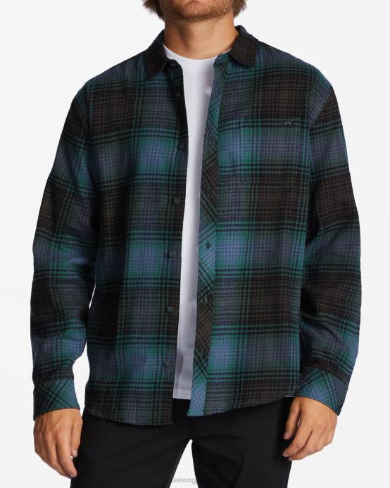 hombres cuervo Billabong camisa de franela de la costa 04LD593
