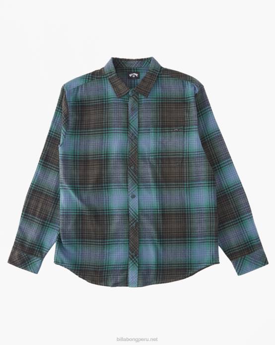 hombres cuervo Billabong camisa de franela de la costa 04LD593