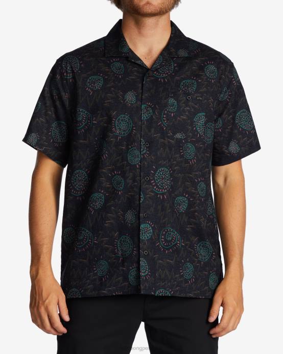 hombres cuervo Billabong camisa de manga corta de cáñamo vacay 04LD413