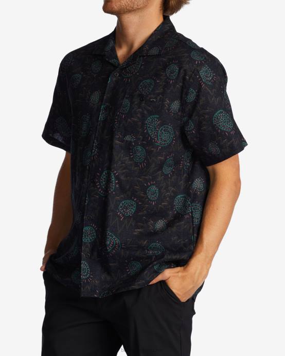 hombres cuervo Billabong camisa de manga corta de cáñamo vacay 04LD413