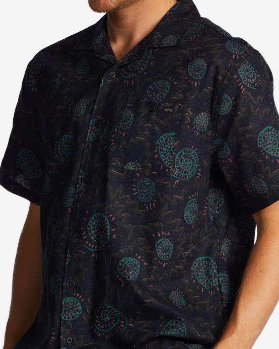 hombres cuervo Billabong camisa de manga corta de cáñamo vacay 04LD413