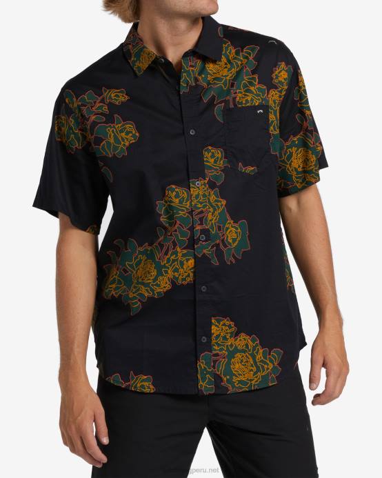 hombres fantasma Billabong camisa de manga corta con motivo floral de Sundays 04LD458