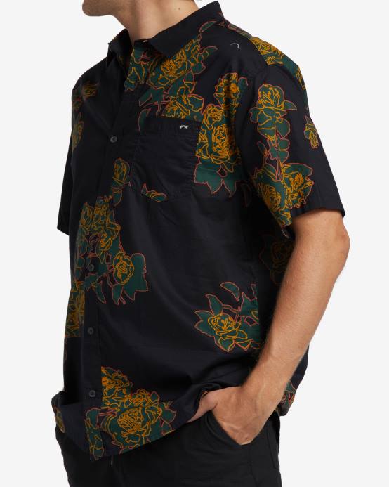 hombres fantasma Billabong camisa de manga corta con motivo floral de Sundays 04LD458