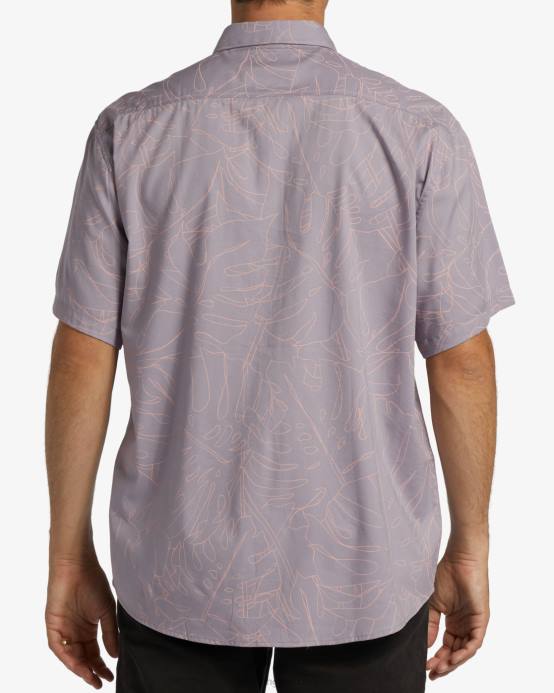 hombres gris violeta Billabong camisa de manga corta de los domingos 04LD380