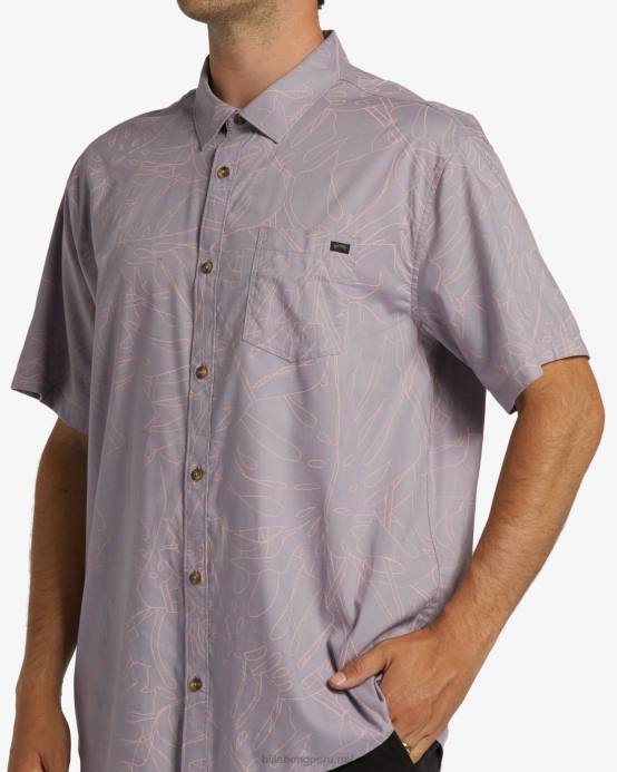 hombres gris violeta Billabong camisa de manga corta de los domingos 04LD380