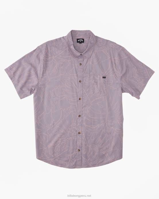 hombres gris violeta Billabong camisa de manga corta de los domingos 04LD380