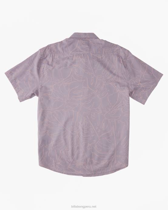 hombres gris violeta Billabong camisa de manga corta de los domingos 04LD380