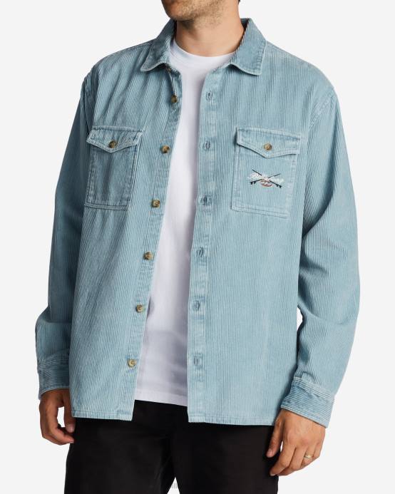 hombres humo azul Billabong camisa de manga larga de días bong 04LD667