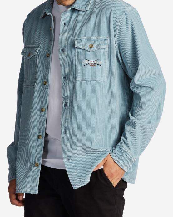 hombres humo azul Billabong camisa de manga larga de días bong 04LD667