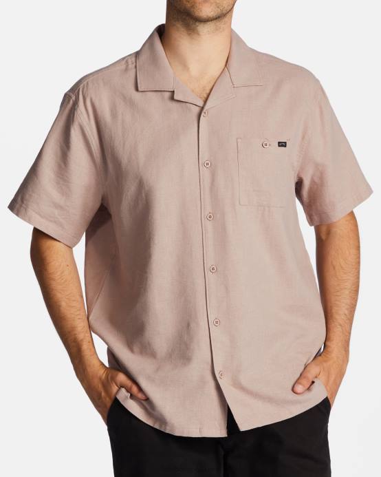 hombres lila polvorienta Billabong camisa de manga corta de cáñamo vacay 04LD338