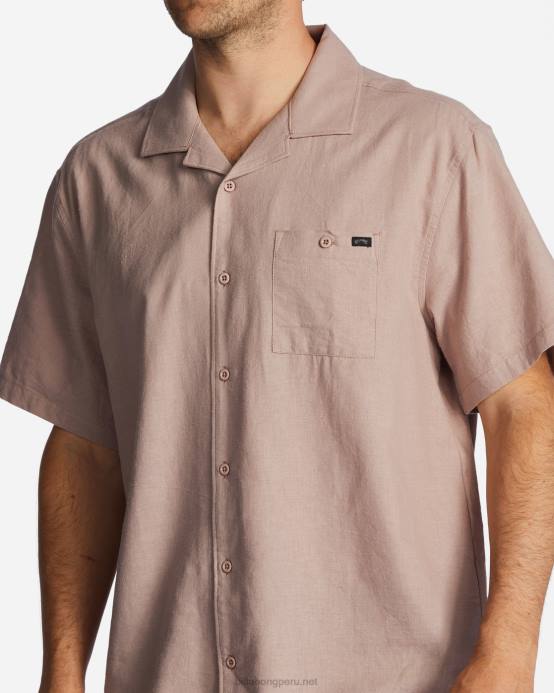hombres lila polvorienta Billabong camisa de manga corta de cáñamo vacay 04LD338