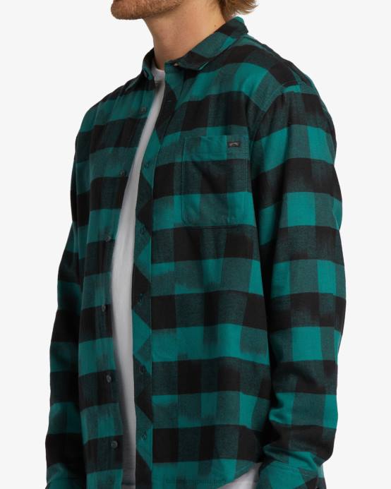 hombres marina Billabong camisa de franela de la costa 04LD456