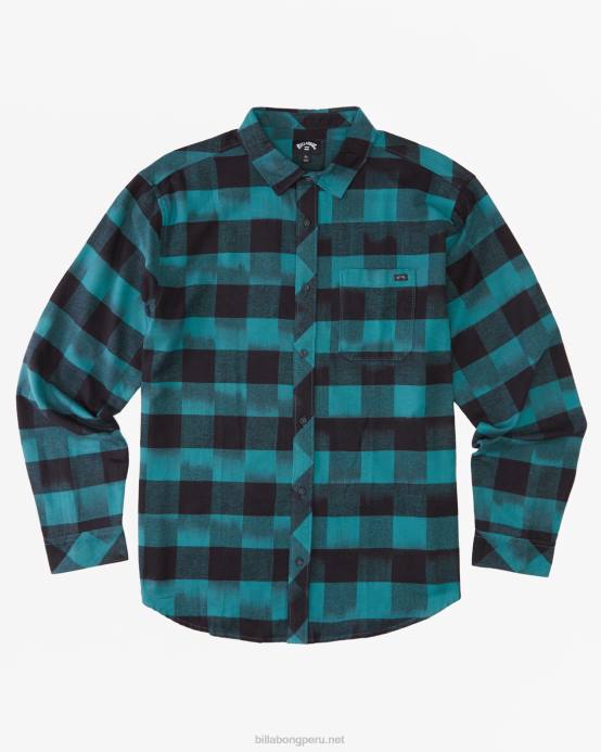 hombres marina Billabong camisa de franela de la costa 04LD456