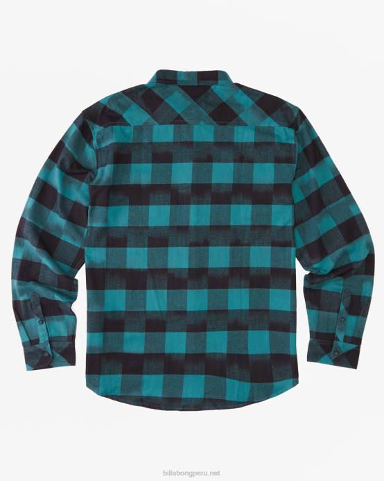 hombres marina Billabong camisa de franela de la costa 04LD456