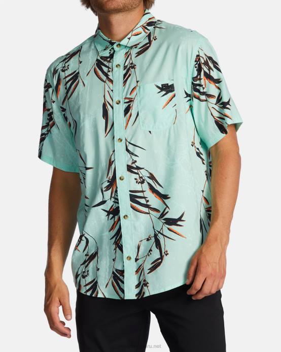 hombres menta Billabong camisa de manga corta de los domingos 04LD610