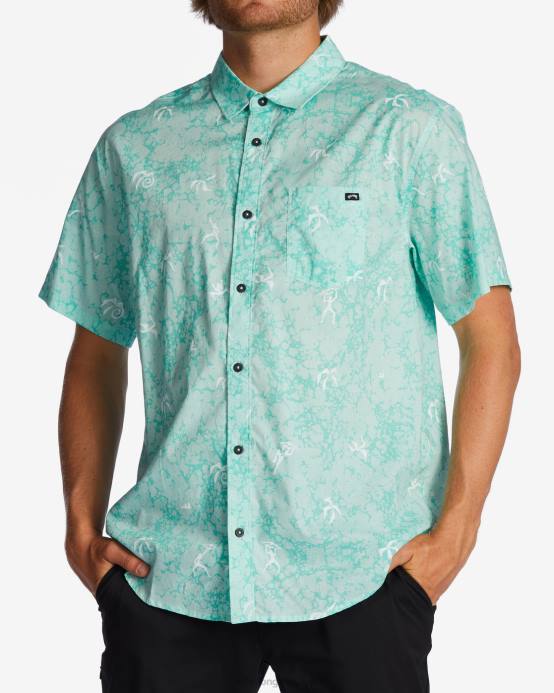hombres menta Billabong mini camisa de manga corta de los domingos 04LD665