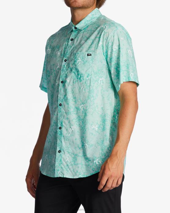 hombres menta Billabong mini camisa de manga corta de los domingos 04LD665