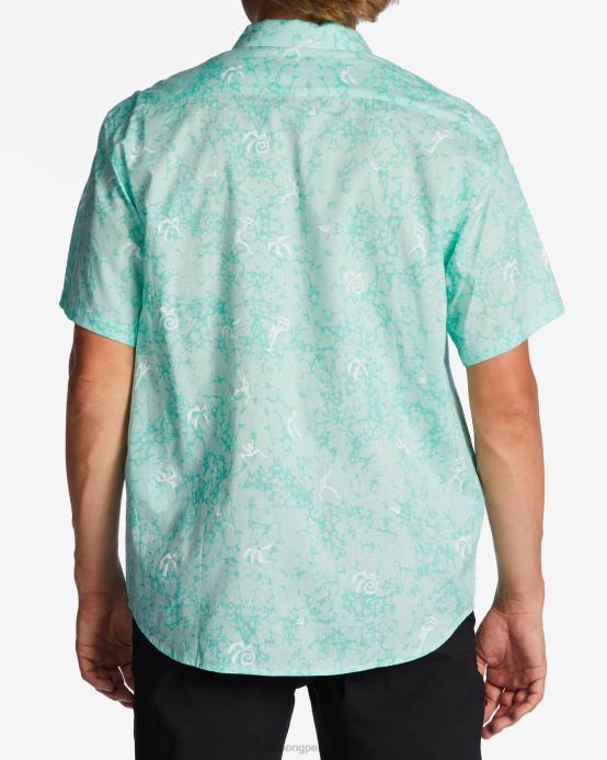 hombres menta Billabong mini camisa de manga corta de los domingos 04LD665