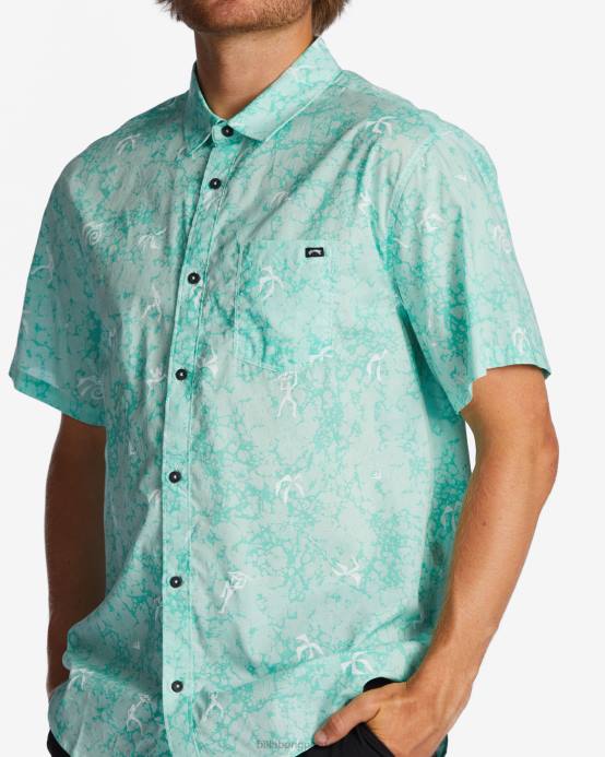 hombres menta Billabong mini camisa de manga corta de los domingos 04LD665