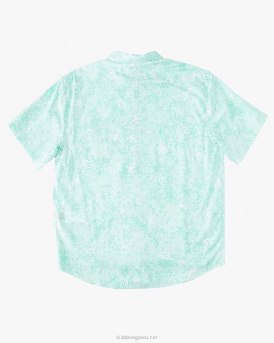hombres menta Billabong mini camisa de manga corta de los domingos 04LD665