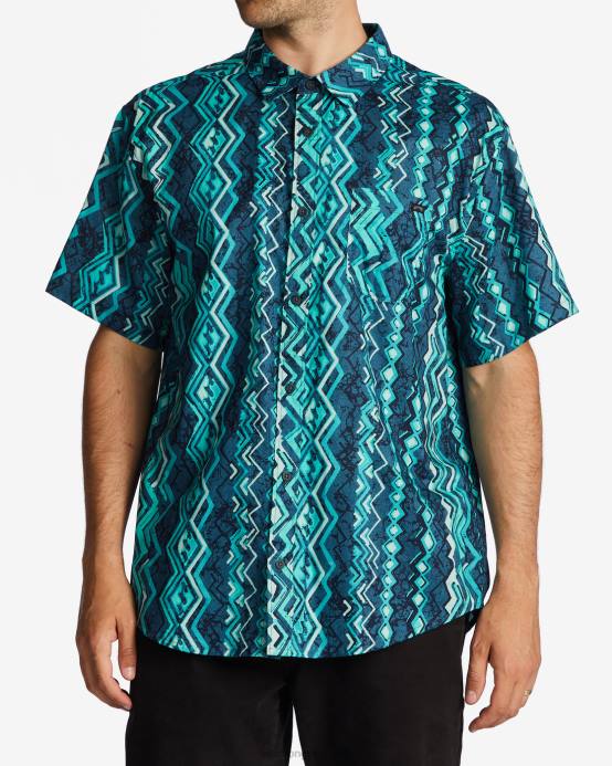 hombres menta oscura Billabong camisa de manga corta de los domingos 04LD602