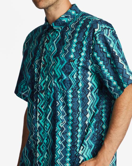 hombres menta oscura Billabong camisa de manga corta de los domingos 04LD602
