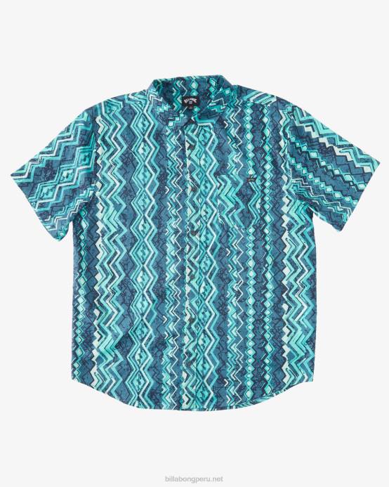 hombres menta oscura Billabong camisa de manga corta de los domingos 04LD602