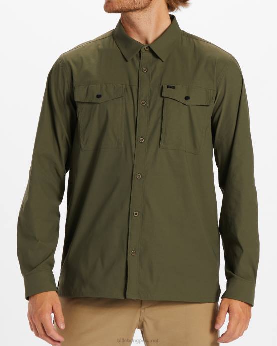 hombres militar Billabong playera manga larga surftrek tech 04LD485