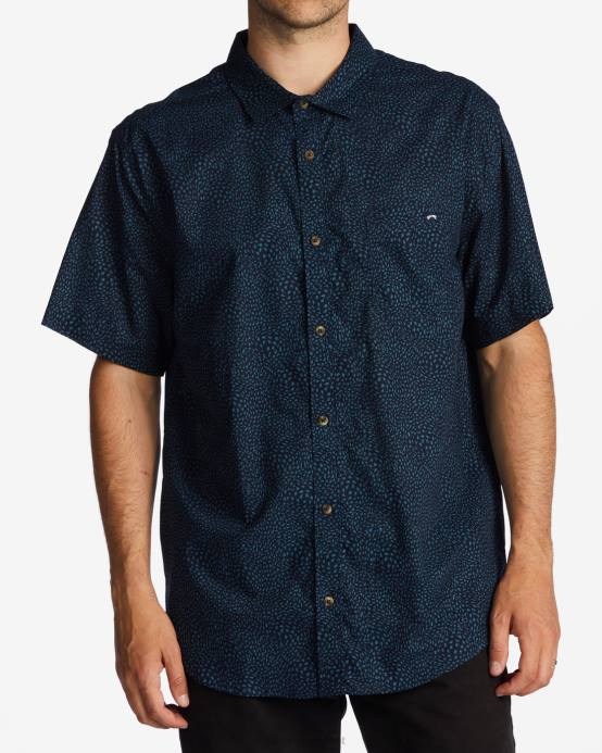 hombres índigo Billabong mini camisa de manga corta de los domingos 04LD574
