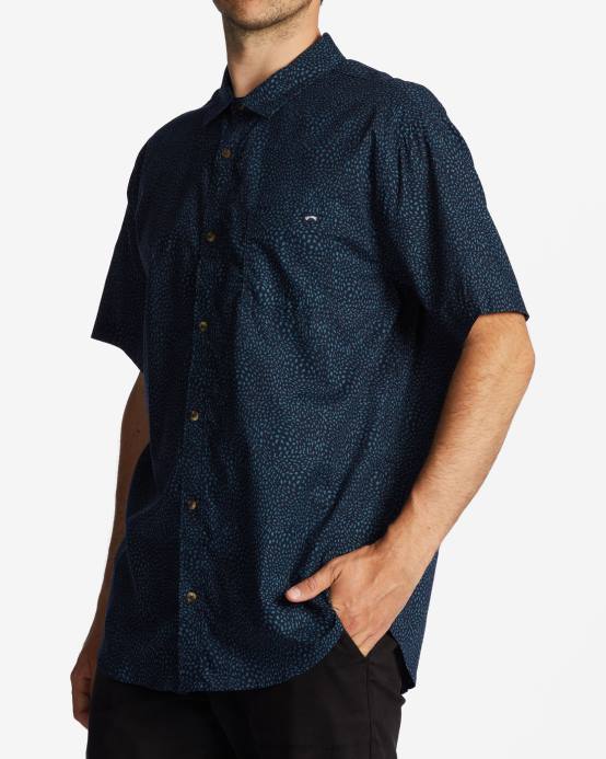hombres índigo Billabong mini camisa de manga corta de los domingos 04LD574