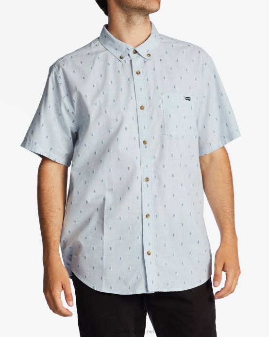 hombres neblina azul Billabong camisa de manga corta de jacquard todo el día 04LD402