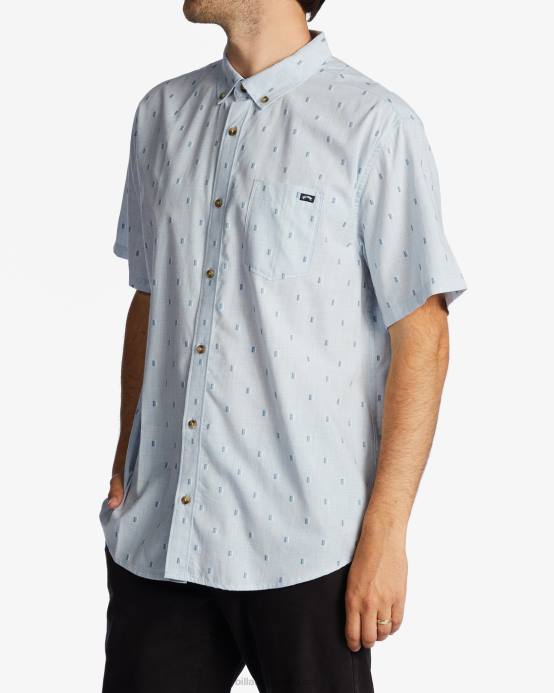 hombres neblina azul Billabong camisa de manga corta de jacquard todo el día 04LD402