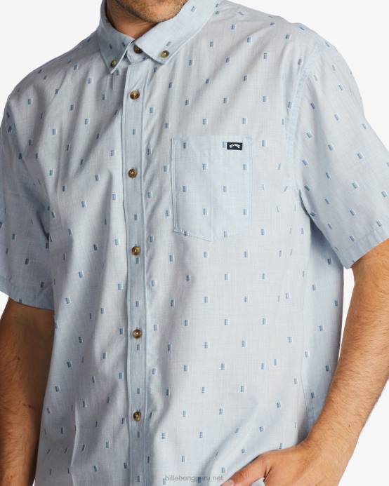 hombres neblina azul Billabong camisa de manga corta de jacquard todo el día 04LD402