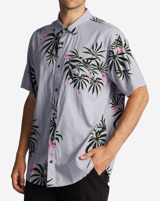 hombres neblina púrpura Billabong camisa de manga corta de los domingos 04LD646
