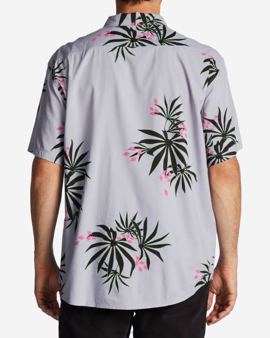 hombres neblina púrpura Billabong camisa de manga corta de los domingos 04LD646