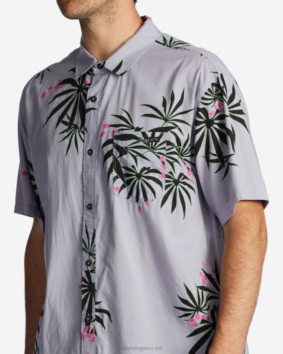 hombres neblina púrpura Billabong camisa de manga corta de los domingos 04LD646
