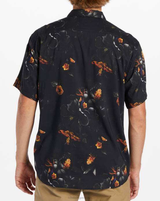 hombres negro Billabong kamea domingos camisa de manga corta 04LD658