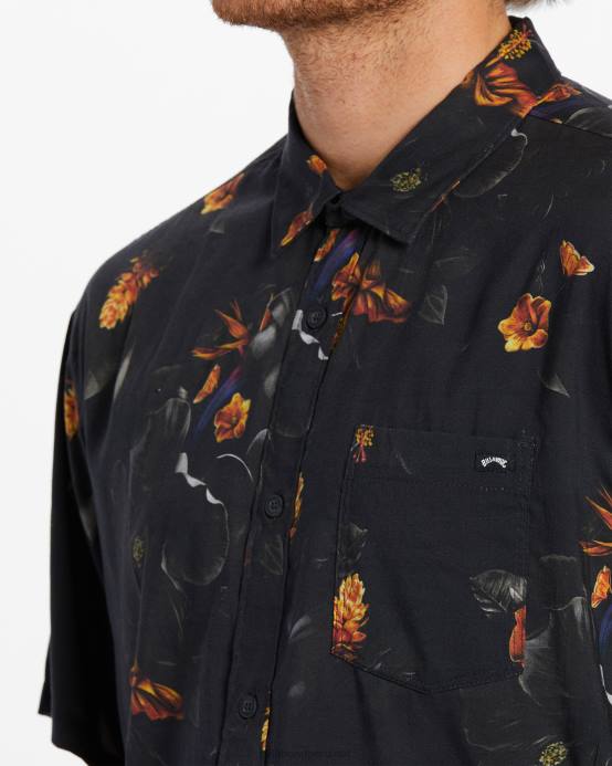 hombres negro Billabong kamea domingos camisa de manga corta 04LD658