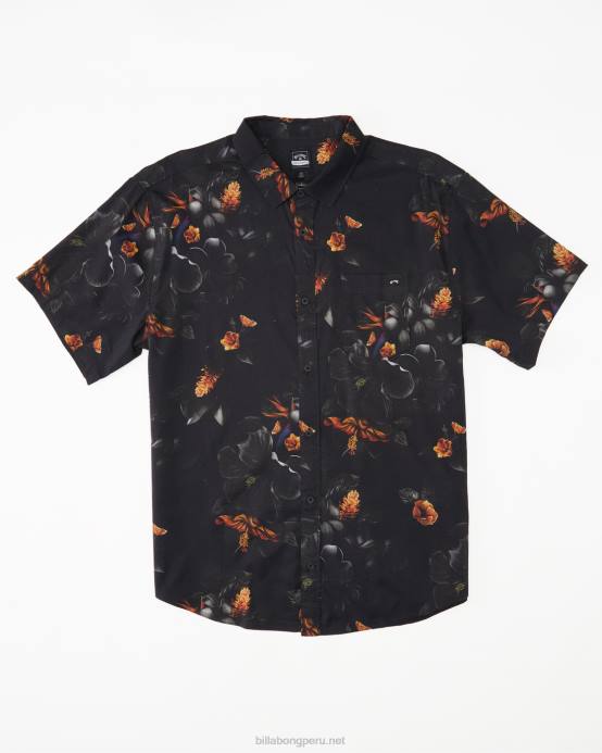 hombres negro Billabong kamea domingos camisa de manga corta 04LD658