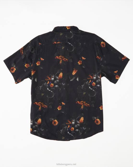 hombres negro Billabong kamea domingos camisa de manga corta 04LD658