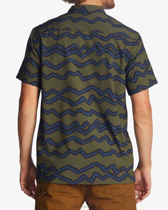 hombres oliva oscuro Billabong camisa de manga corta a/div surftrek perf 04LD482