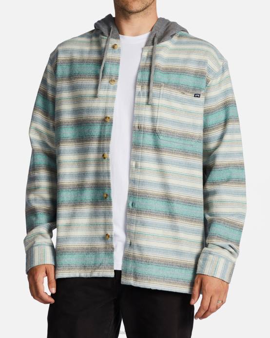 hombres piedra Billabong camisa de franela con capucha baja 04LD533