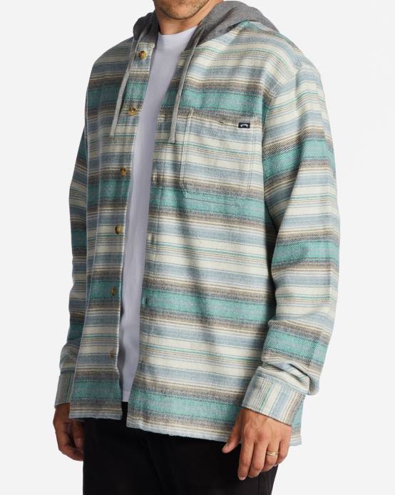 hombres piedra Billabong camisa de franela con capucha baja 04LD533