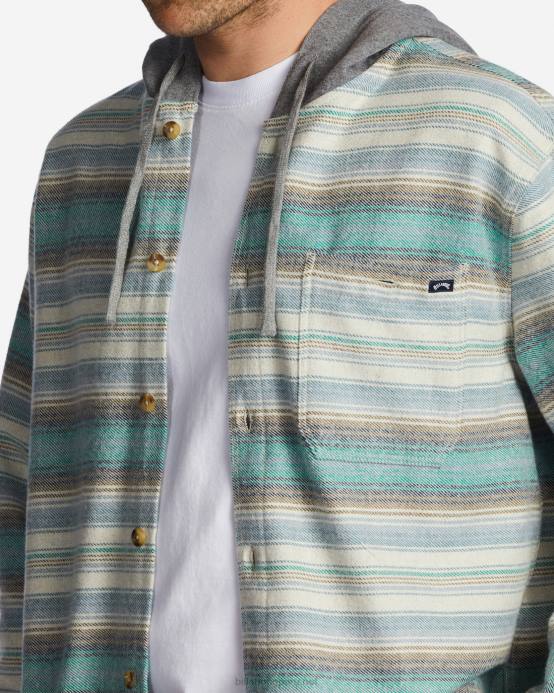 hombres piedra Billabong camisa de franela con capucha baja 04LD533