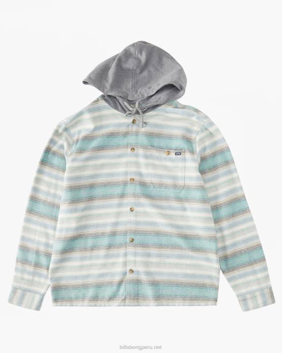 hombres piedra Billabong camisa de franela con capucha baja 04LD533
